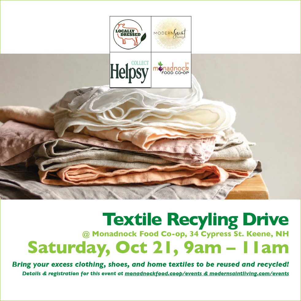 Textile Recycling Drive at the Co-op - Monadnock Food Co-op